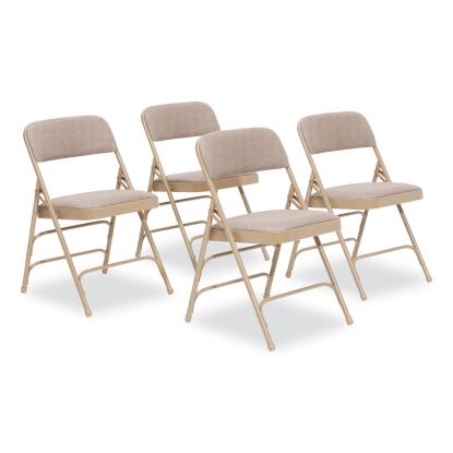 2300 Series Fabric Triple Brace Double Hinge Premium Folding Chair, Supports 500 lb, Cafe Beige, 4/CT, Ships in 1-3 Bus Days1