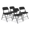 2300 Series Fabric Upholstered Triple Brace Premium Folding Chair, Supports 500lb, Midnight Black, 4/CT,Ships in 1-3 Bus Days1