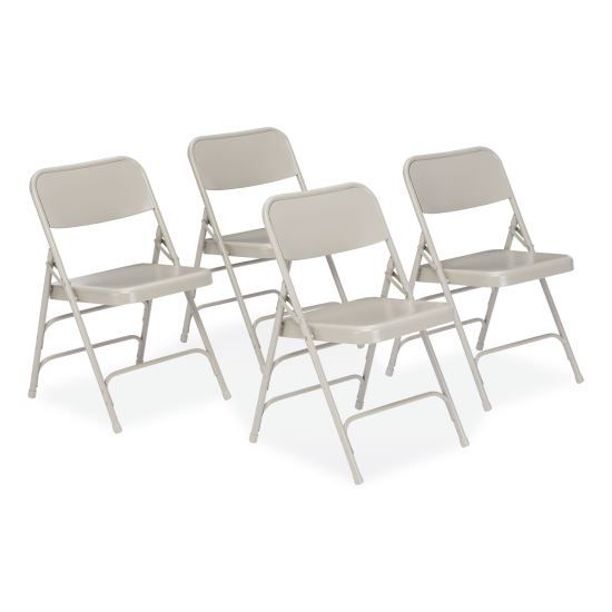 300 Series Deluxe All-Steel Triple Brace Folding Chair, Supports 480 lb, 17.25" Seat Height, Gray, 4/CT,Ships in 1-3 Bus Days1