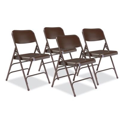 300 Series Deluxe All-Steel Triple Brace Folding Chair, Supports 480 lb, 17.25" Seat Ht, Brown, 4/CT, Ships in 1-3 Bus Days1