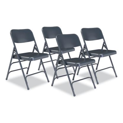 300 Series Deluxe All-Steel Triple Brace Folding Chair, Supports 480 lb, 17.25" Seat Height, Blue, 4/CT,Ships in 1-3 Bus Days1