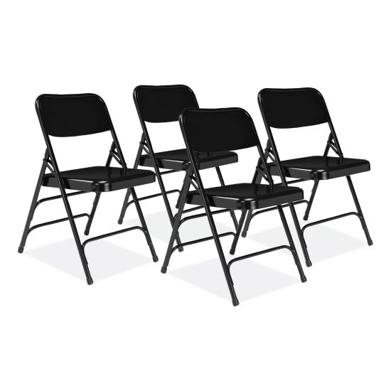 300 Series Deluxe All-Steel Triple Brace Folding Chair, Supports 480 lb, 17.25" Seat Ht, Black, 4/CT, Ships in 1-3 Bus Days1