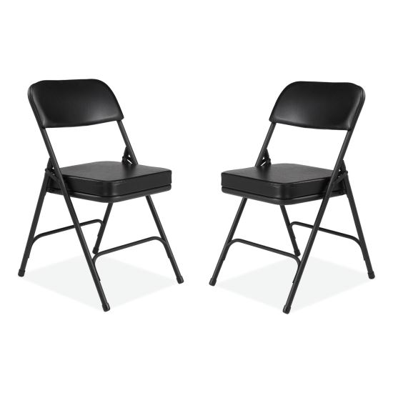 3200 Series 2" Vinyl Upholstered Double Hinge Folding Chair, Supports 300lb, 18.5" Seat Ht, Black, 2/CT,Ships in 1-3 Bus Days1