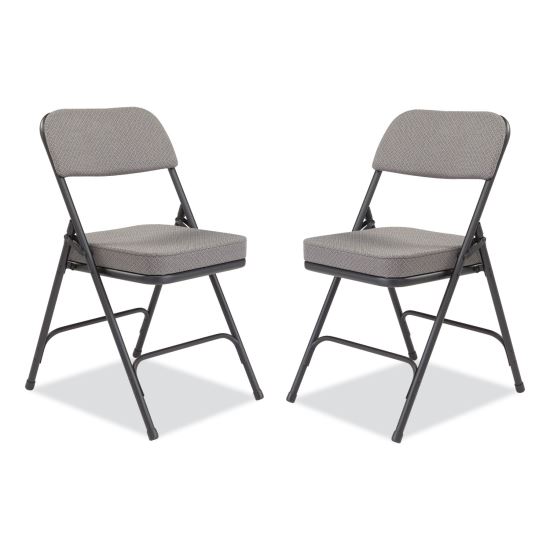 3200 Series Fabric Dual-Hinge Folding Chair, Supports 300 lb, Charcoal Seat/Back, Black Base, 2/CT, Ships in 1-3 Bus Days1