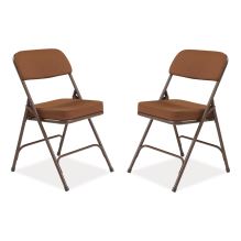 3200 Series Premium Fabric Dual-Hinge Folding Chair, Supports 300 lb, Gold Seat/Back, Brown Base, 2/CT, Ships in 1-3 Bus Days1