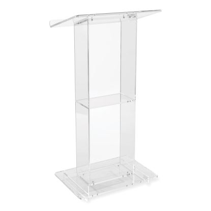 Clear Acrylic Lectern with Shelf, 24 x 15 x 46, Clear, Ships in 1-3 Business Days1