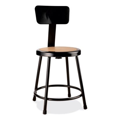 6200 Series 18" Heavy Duty Stool w/Backrest, Supports 500 lb, 33" Seat Ht, Brown Seat, Black Back/Base, Ships in 1-3 Bus Days1