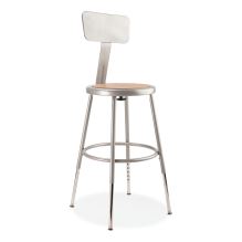 6200 Series 19"-27" Height Adjustable HD Stool w/Backrest, Supports 500 lb, Brown Seat, Gray Back/Base, Ships in 1-3 Bus Days1