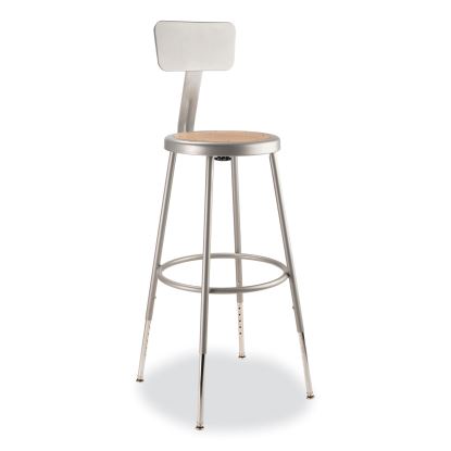 6200 Series 25"-33" Height Adjustable Heavy Duty Stool w/Backrest, Supports 500lb, Brown Seat/Gray Base,Ships in 1-3 Bus Days1