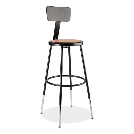 6200 Series 25"-33" Height Adj Heavy Duty Stool With Backrest, Supports 500 lb, Brown Seat, Black Base, Ships in 1-3 Bus Days1