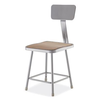 6300 Series HD Square Seat Stool w/Backrest, Supports 500 lb, 17.5" Seat Ht, Brown Seat,Gray Back/Base, Ships in 1-3 Bus Days1