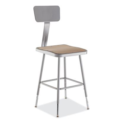 6300 Series Height Adj HD Square Seat Steel Stool w/Back, Supports 500 lb, 18"-26" Seat Ht, Brown/Gray, Ships in 1-3 Bus Days1