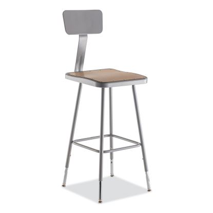 6300 Series Height Adj HD Square Seat Stool w/Back, Supports 500 lb, 23.75"-31.75" Seat Ht, Brown/Gray, Ships in 1-3 Bus Days1