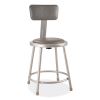 6400 Series Heavy Duty Vinyl Padded Stool w/Backrest, Supports 300 lb, 18" Seat Ht, Gray Seat/Back/Base,Ships in 1-3 Bus Days1