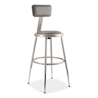 6400 Series Height Adjustable Heavy Duty Padded Stool w/Backrest, Supports 300lb, 19"-27" Seat Ht, Gray,Ships in 1-3 Bus Days1