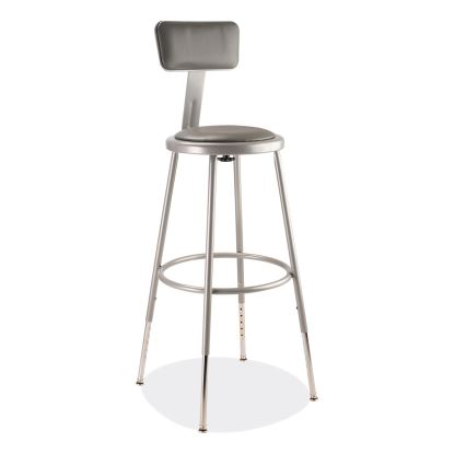6400 Series Height Adjustable Heavy Duty Padded Stool w/Backrest, Supports 300lb, 25"-33" Seat Ht, Gray,Ships in 1-3 Bus Days1