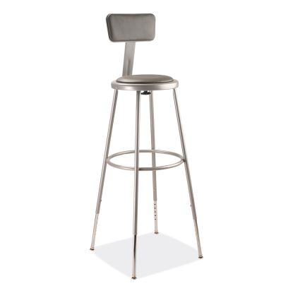 6400 Series Height Adjustable Heavy Duty Padded Stool w/Backrest, Supports 300lb, 32"-39" Seat Ht, Gray,Ships in 1-3 Bus Days1