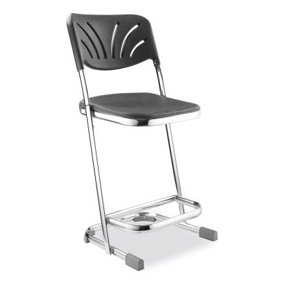 6600 Series Elephant Z-Stool With Backrest, Supports 500 lb, 22" Seat Ht, Black Seat/Back, Chrome Frame,Ships in 1-3 Bus Days1