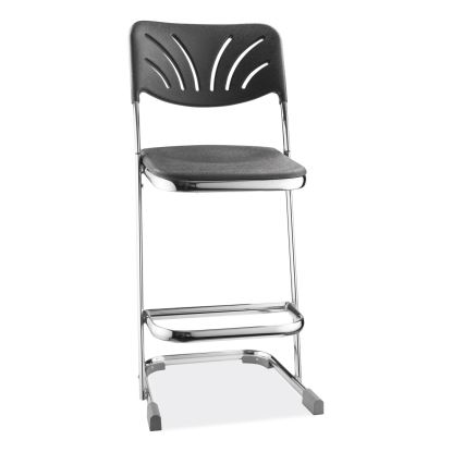 6600 Series Elephant Z-Stool With Backrest, Supports 500 lb, 24" Seat Ht, Black Seat/Back, Chrome Frame,Ships in 1-3 Bus Days1