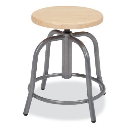 6800 Series Height Adj Wood Seat Swivel Stool, Supports 300 lb, 19"-25" Seat Ht, Maple Seat, Gray Base, Ships in 1-3 Bus Days1