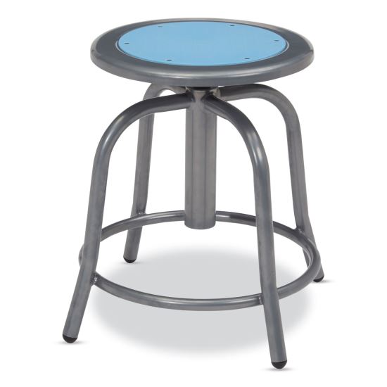 6800 Series Height Adj Metal Seat Stool, Supports 300 lb, 18"-24" Seat Ht, Blueberry Seat, Gray Base, Ships in 1-3 Bus Days1