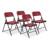 800 Series Plastic Folding Chair, Supports 500 lb, 18" Seat Ht, Burgundy Seat/Back, Black Base, 4/CT, Ships in 1-3 Bus Days1