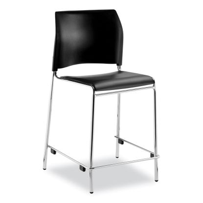 Cafetorium Counter Height Stool, Padded, Supports 300lb, 24" Seat Height, Black Seat/Back, Chrome Base, Ships in 1-3 Bus Days1