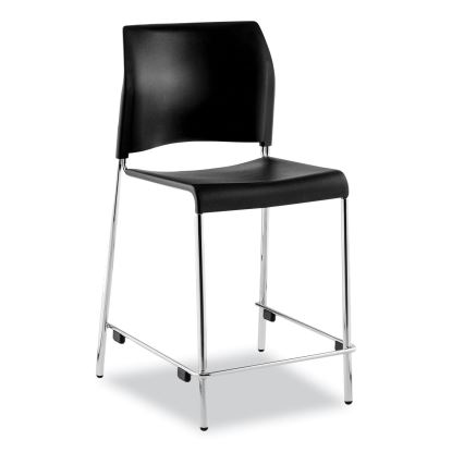 Cafetorium Counter Height Stool, Supports Up to 300 lb, 24" Seat Height, Black Seat/Back, Chrome Base, Ships in 1-3 Bus Days1