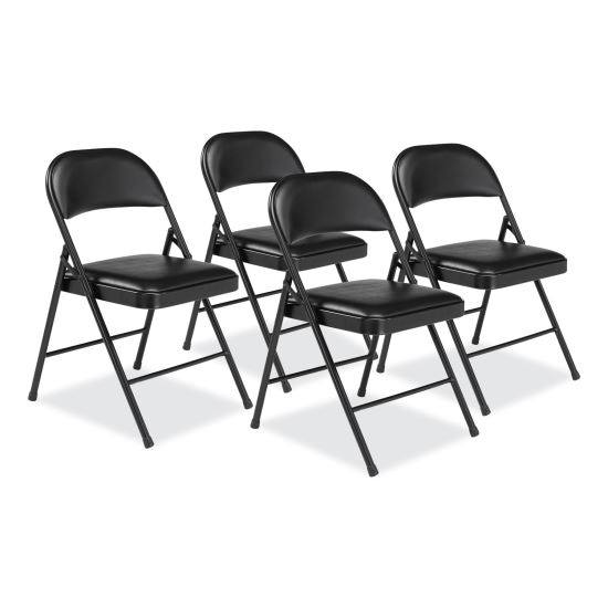 950 Series Vinyl Padded Steel Folding Chair, Supports Up to 250 lb, 17.75" Seat Height, Black, 4/Carton,Ships in 1-3 Bus Days1