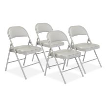 950 Series Vinyl Padded Steel Folding Chair, Supports Up to 250 lb, 17.75" Seat Height, Gray, 4/Carton, Ships in 1-3 Bus Days1