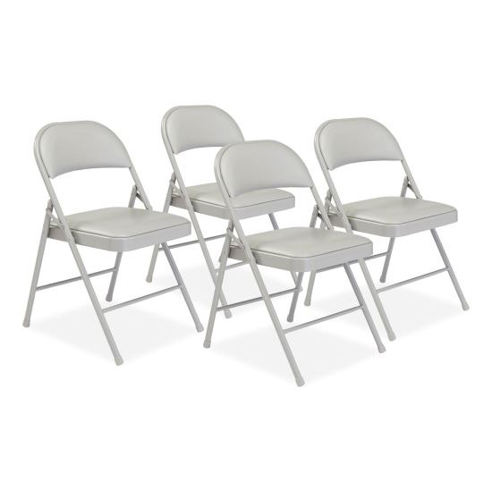 950 Series Vinyl Padded Steel Folding Chair, Supports Up to 250 lb, 17.75" Seat Height, Gray, 4/Carton, Ships in 1-3 Bus Days1