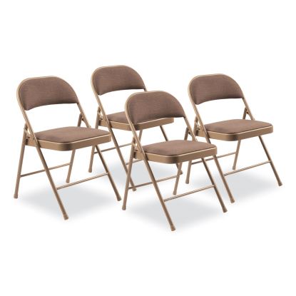 970 Series Fabric Padded Steel Folding Chair, Supports 250 lb, 17.75" Seat Ht, Star Trail Brown, 4/CT, Ships in 1-3 Bus Days1