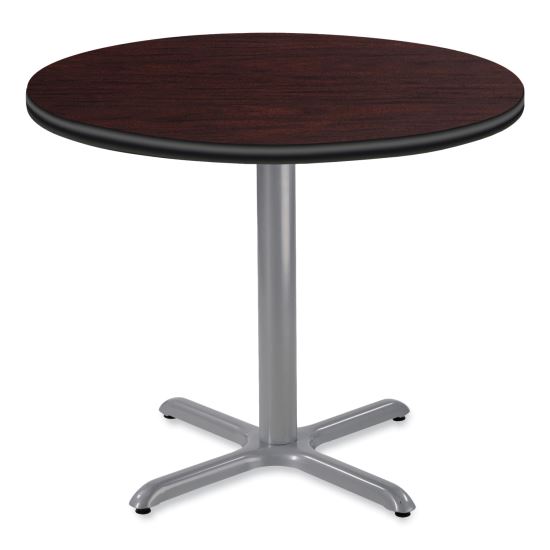 Cafe Table, 36" Diameter x 30h, Round Top/X-Base, Mahogany Top, Gray Base, Ships in 7-10 Business Days1