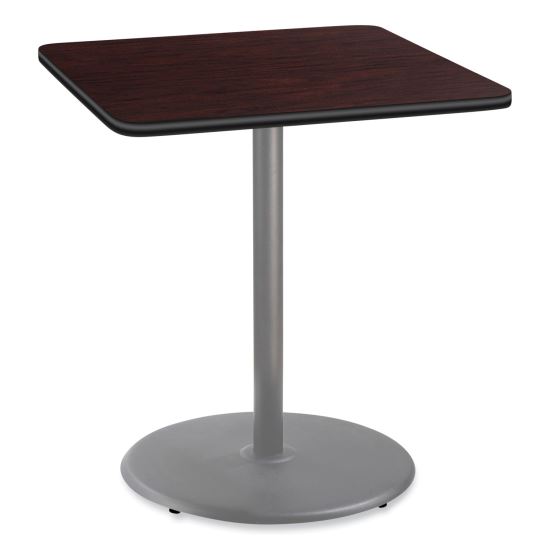 Cafe Table, 36w x 36d x 42h, Square Top/Round Base, Mahogany Top, Gray Base, Ships in 7-10 Business Days1