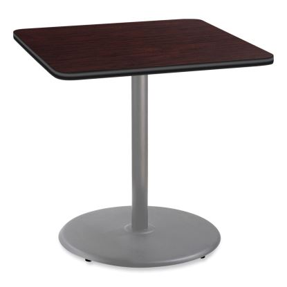 Cafe Table, 36w x 36d x 36h, Square Top/Round Base, Mahogany Top, Gray Base, Ships in 7-10 Business Days1