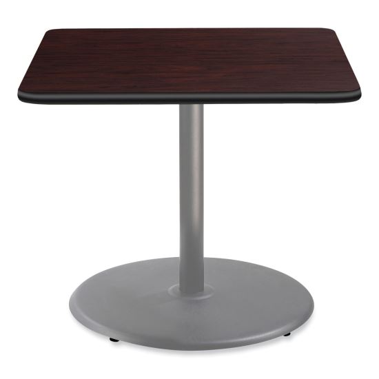 Cafe Table, 36w x 36d x 30h, Square Top/Round Base, Mahogany Top, Gray Base, Ships in 7-10 Business Days1