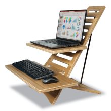 DC175A High Rise Acacia Wood Laptop Standing Desk, 24.7x11.8x24, Brown Woodgrain, Supports 20 lbs, Ships in 1-3 Business Days1