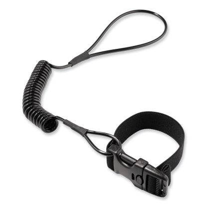 Squids 3157 Coiled Lanyard with Buckle, 2 lb Max Working Capacity, 12" to 48" Long, Black, Ships in 1-3 Business Days1