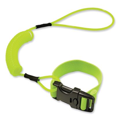 Squids 3157 Coiled Lanyard with Buckle, 2 lb Max Working Capacity, 12" to 48" Long, Lime, Ships in 1-3 Business Days1