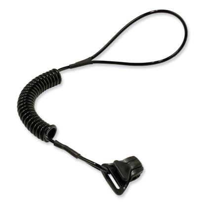 Squids 3158 Coiled Lanyard with Clamp, 2 lb Max Working Capacity, 12" to 48" Long, Black, Ships in 1-3 Business Days1