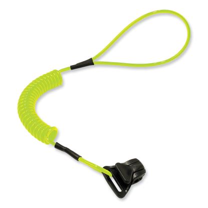 Squids 3158 Coiled Lanyard with Clamp, 2 lb Max Working Capacity, 12" to 48" Long, Lime, Ships in 1-3 Business Days1