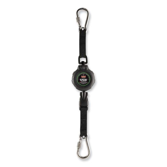 Squids 3000 Retractable Tool Lanyard with Carabiner Anchor, 1 lb Working Capacity, 48", Black, Ships in 1-3 Business Days1