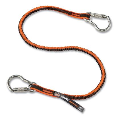 Squids 3111F(x) Tool Lanyard w/StainlessSteel Carabiners,15lb Max Work Cap, 38" to 48",Orange/Gray,Ships in 1-3 Business Days1