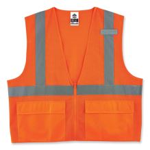 GloWear 8220Z Class 2 Standard Mesh Zipper Vest, Polyester, Small/Medium, Orange, Ships in 1-3 Business Days1