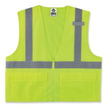 GloWear 8220Z Class 2 Standard Mesh Zipper Vest, Polyester, Small/Medium, Lime, Ships in 1-3 Business Days1