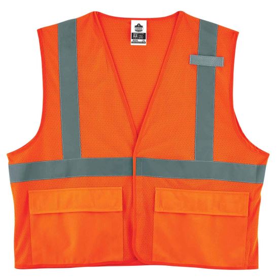 GloWear 8220HL Class 2 Standard Mesh Hook and Loop Vest, Polyester, Large/X-Large, Orange, Ships in 1-3 Business Days1