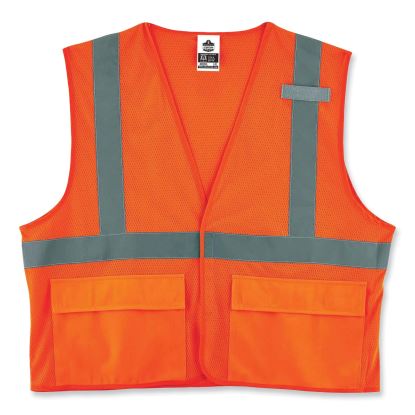 GloWear 8220HL Class 2 Standard Mesh Hook and Loop Vest, Polyester, 4X-Large/5X-Large, Orange, Ships in 1-3 Business Days1
