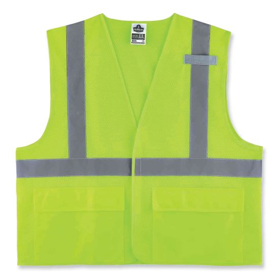 GloWear 8220HL Class 2 Standard Mesh Hook and Loop Vest, Polyester, Small/Medium, Lime, Ships in 1-3 Business Days1