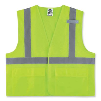 GloWear 8220HL Class 2 Standard Mesh Hook and Loop Vest, Polyester, Large/X-Large, Lime, Ships in 1-3 Business Days1