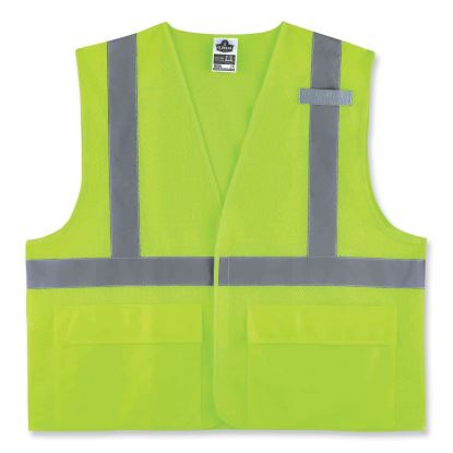 GloWear 8220HL Class 2 Standard Mesh Hook and Loop Vest, Polyester, 2X-Large/3X-Large, Lime, Ships in 1-3 Business Days1